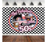 50's Fabulous Birthday Party Photography Backdrop Rock And Roll Music Party Background Banner Poster Photo Booth Studio Props 120X80cm