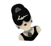 50's Icon Audrey Hepburn Acrylic Resin 3D Laser Cut Art Deco Arts Vintage Style Brooch 6.5cm Height 4cm Width (Style 22)
