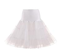 50S Petticoats for Under Dress Solid Color Mesh Plus Size High Waist Pleated Short Skirt Adult Tutu Dancing Skirt Tulle Underskirt Petticoats for Vintage Rockabilly Skirt Retro Tutu (A1-White, L)