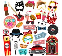 50s Photo Booth Props, 41pcs 1950s Photo Booth Props, Tvorvik 50s Party Decorations, Sock Hop Party Decorations, Suit for 1950s Decor, Grease Birthday Decor, Retro Diner Theme Birthday
