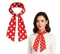 50s Retro Polka Dot Scarf - Vintage Rockabilly Neck & Head Tie for Women - Polycotton Pin Up Hair Wrap, Neck Bow & Fancy Dress Accessory (Red White Polka Dot Scarf)
