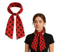 50s Retro Polka Dot Scarf - Vintage Rockabilly Neck & Head Tie for Women - Polycotton Pin Up Hair Wrap, Neck Bow & Fancy Dress Accessory (Red Black Polka Dot Scarf)