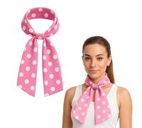 50s Retro Polka Dot Scarf - Vintage Rockabilly Neck & Head Tie for Women - Polycotton Pin Up Hair Wrap, Neck Bow & Fancy Dress Accessory (Pink White Polka Dot Scarf)