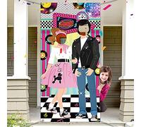 50's Rock and Roll Banner Backdrop - Large 1950's Background Photobooth Prop for Baby Shower Birthday Party Supply