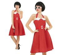 Smiffys 50s Rockabilly Pin Up Costume, Red (Size L)
