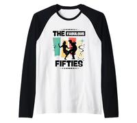 50s Rockabilly Vintage Clothes Retro Style Rock and Roll Raglan Baseball Tee