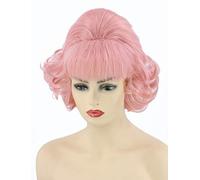 50s Womens Wigs Grease Frenchy Wig Short Pink Beehive Halloween Costume