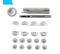 50set Snap Fasteners Metal Snaps Press Button Studs with 4 Installation Tools Kit for Leathercraft Clothes Garment Bags Shoes-Silver with Tool,12.5mm(633)