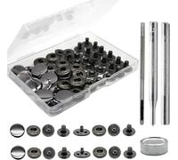 50Sets Brass Heavy Duty Leather Snap Fasteners Kit, 15mm Metal Buttons Press Studs Rivets and Snaps(Color 1)