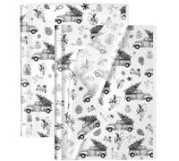 50Sheets White Tissue Paper for Wrapping Gifts,DXTXTJ 30 * 50cm Black Car Reindeer Christmas Tissue Paper Bulk,White Wrapping Paper for Christmas Birthday Wedding Flower Valentine's Gifts Wrapping