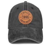 50th,40th,60th Birthday Gifts for Men Women Vintage 1975 1965 1985 Hat 50 Year Old Gifts Baseball Cap, Black Wash1955, One size