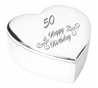 50th 50 Fifteeth Engraved Trinket Box Happy Birthday Gift For Her Women Swirl Heart Keepsake Idea