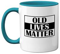 50th 60th 70th Birthday Gifts for Men Women - Old Lives Matter Coffee Mug - Dad Mum Grandma Grandad Birthday Gifts, Father's Day Present, 11oz Ceramic Dishwasher Safe Light Blue Mugs - Made in UK