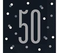 50th Age 50 Happy Birthday Black Paper Disposable Napkins Napkin Party Tableware Eco Friendly UP