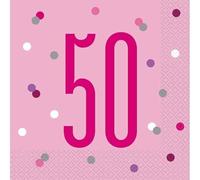 50th Age 50 Happy Birthday Pink Paper Disposable Napkins Napkin Party Tableware Eco Friendly UP