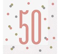 50th Age 50 Happy Birthday Rose Gold Paper Disposable Napkins Napkin Party Tableware Eco Friendly UP