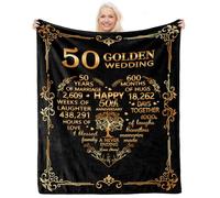 50th Anniversary Blanket Gifts, Best Gift for 50th Wedding Anniversary, Golden 50 Years of Marriage Gifts for Couple Husband Parents, Happy Anniversary Decorations Presents for Dad Mom Grandparents