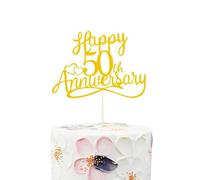 50th Anniversary Cake Topper Golden Glitter Happy 50th Wedding Anniversary Cake Toppers Party Decorations Birthday Party Decor Company Anniversary Celebration