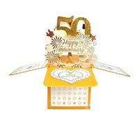 50th Anniversary Card - 50th Wedding Anniversary Card, Golden Wedding Anniversary Cards, Happy 50th Wedding Anniversary Present, Pop Up Wedding Gift Card, Ideal 50th Anniversary Present for Couple