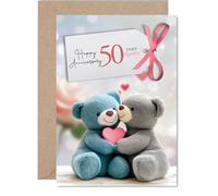 50th Anniversary Card for Men Women - Bears in Love - Happy 50 Year Anniversary Card for Partner Husband Companion Wife, A5 Wedding Anniversaries Greeting Cards