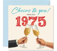 50th Anniversary Card for Women Men - Cheers! Married Since 1975 - Happy 50 Year Anniversary Card for Partner Husband Wife Companion, 145mm Wedding Anniversaries Greeting Cards