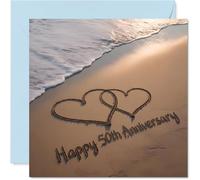 50th Anniversary Card for Women Men - Love on the Ocean Shore - Happy 50 Year Anniversary Card for Partner Husband Companion Wife, 145mm Wedding Anniversaries Greeting Cards