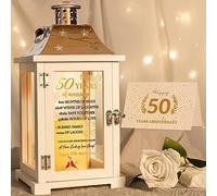50th Anniversary Lantern, Best 50th Wedding Anniversary for Couple Parents Friends, Unique Happy 50th Anniversary Ideas Gift for Him or Her, Golden Fifty Years of Marriage Keepsake for Wife Husband