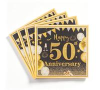 50th Anniversary Napkins, Black Gold Party Tableware, Happy 50th Anniversary Paper Napkins, Disposable Decorative Napkins for Men Women Wedding Anniversary, Party Celebrations