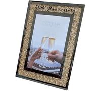 50th Anniversary Photo Frame with Crystal Border 5'x7' Picture - Freestanding - Comes in a Silver coloured Box - 2000