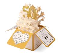 50th Anniversary Pop-Up Card Set, Star Fireworks Design Golden Jubilee Anniversary Greeting Cards with Envelope and Small Card for Couples Parents