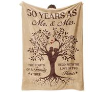50th Anniversary Wedding Gifts for Him Her - Tree Couple Blanket, Golden Wedding Anniversary Romantic Gift for Husband Wife Dad Mum Parents Grandad Grandma, 50 Years Marriage Mr & Mrs Gifts, 50×60