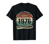 50th Birthday Absolutely Awesome Since July 1976 Vintage Value Graphic T-Shirt, Men, Black, L