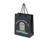 50th Birthday Bags - Portrait Gift Bags for Him & Her - Funny 'RIP Forties' Design - Eco Friendly - Black with Rope Handles