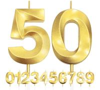 50th Birthday Candle, 3D Design Gold Glitter Number Candles, Cake Topper Decorations, Cake Candle for Birthday Party, Wedding Anniversary, Baby Shower, Party Decoration