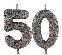 50th Birthday Candle Pretty Multicolour Glitter Number 50 Candles Cake Topper Decorations Happy Birthday Candle for Girls Boy Women Anniversary Celebrations Party Supplies