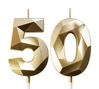 50th Birthday Candles for Cakes Number Candles Gold Cake Candles for Anniversary Birthday Party Decorations Cake Toppers 50th Birthday Cake Candles