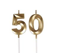 50th Birthday Candles,Gold Number 50 Cake Topper for Birthday Decorations Party Decoration