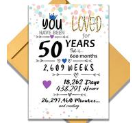 50th Birthday Card for Him or Her. Funny 13x9 In Large Greeting Card 50th vintage Birthday Gifts for Women & Men. Jumbo Vintage Table Decor Cards. Includes 50 Years Loved Card & Mailing Envelope