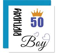 50th Birthday Card for Men - Birthday Boy - Cards for 50 Year Old Man Grandad Grandpa Step Dad Uncle Brother, 145mm Bday Greeting Cards Gift