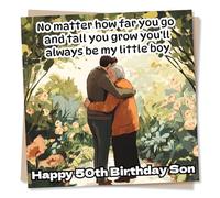 50th Birthday Card for Son - You'll Always Be My Little Boy - Garden