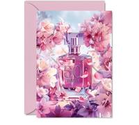 50th Birthday Card for Women - Fabulous Floral Perfume Bottle - Happy Birthday Cards for 50 Year Old Woman, 5x7 Inch Female Bday Greeting Cards