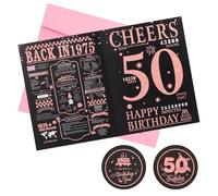 50th Birthday Card Gift for Women Men,Funny 50th Birthday Party Decorations for Her Him,50th Birthday Gifts for Mom Dad,Back in 1975 Birthday Decorations Gift Idea for Wife Friend Bestie,Rose Gold
