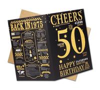 50th Birthday Card Gift for Women Men,Funny 50th Party Decorations for Mom Dad,Back in 1975 Birthday Decorations Gift Idea for Wife Friend Bestie,Gold
