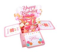 50th Birthday Card, Happy 3D Birthday Pop Up Greeting Card for Women Funny 50th Birthday Gift Unusual Birthday Card with Note and Envelope for Daughter Sister Wife Nephew Son Uncle Lover Husband, Pink