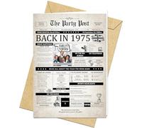 50th Birthday Card Happy Bday Jumbo Card for Men or Women Born In 1975 Big Funny Gifts for Dads or Moms Touring 50 Years Old. Vintage Party Decor Gift Ideas For Husband Wife. Retro Greeting Cards