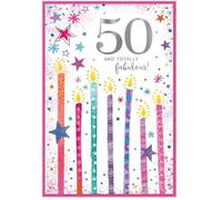 50th Birthday Card - Laides Female For Her Age 50 - Size: 7.5" x 5.25" (50Fa)