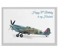 50th Birthday Cards for Men - Dad Son Husband etc - Special Unusual WW2 Spitfire (Husband 50th Birthday Card)