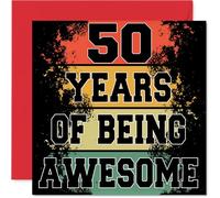50th Birthday Cards for Men Women - Being Awesome - Happy Birthday Card for 50 Year Old Man Woman Brother Nanny Cousin Grandma, 145mm Bday Greeting Cards