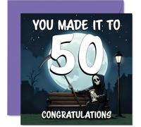 50th Birthday Cards for Men Women - You Made It To - Happy Birthday Card for 50 Year Old Man Woman Brother Nanny Cousin Grandma, 145mm Bday Greeting Cards