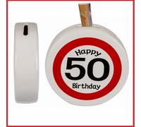 50th Birthday Ceramic Money Box Happy Birthday Piggy Bank Gift of Money